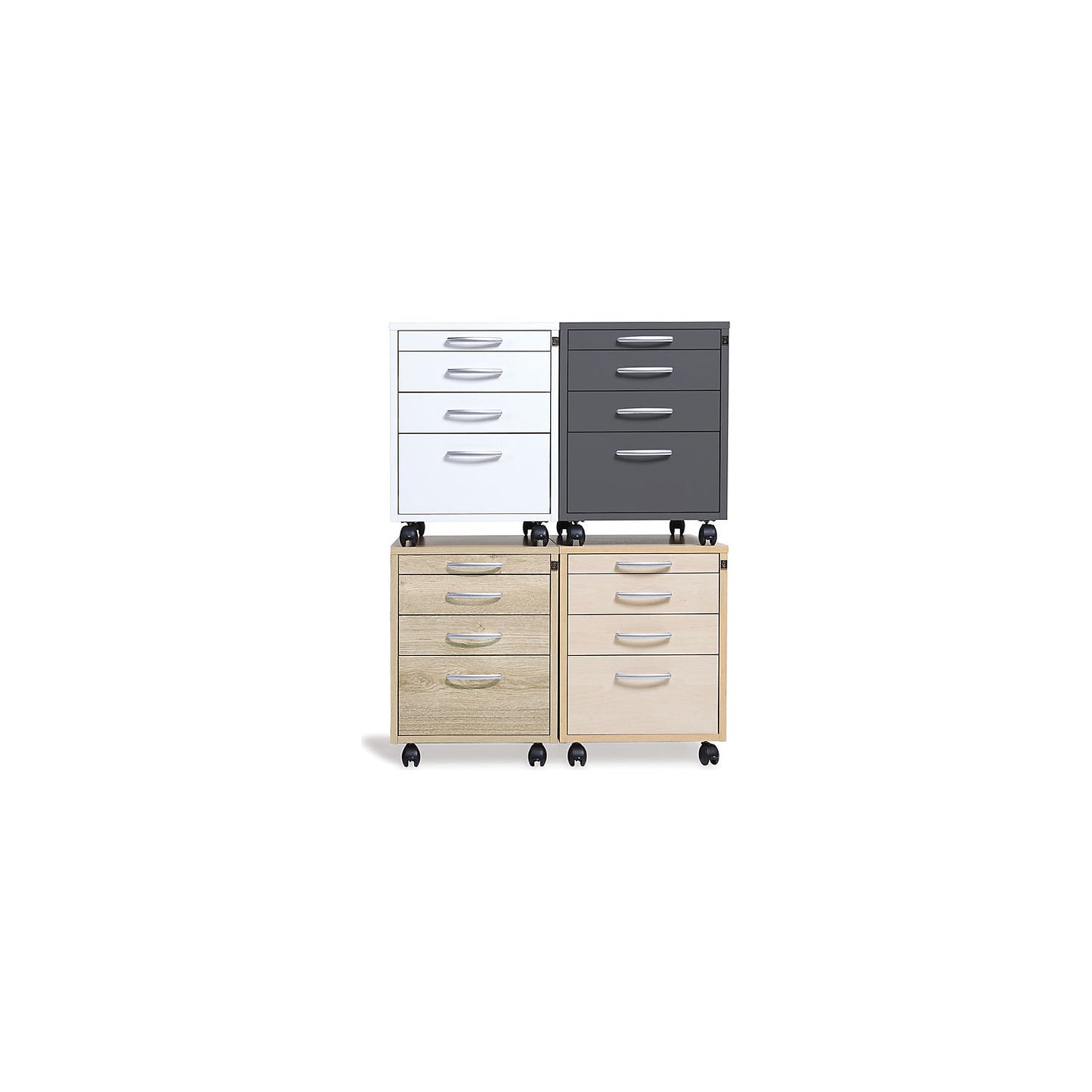 Miami mobile pedestal, 4 drawers, HxWxD 550 x 420 x 600 mm, birch.