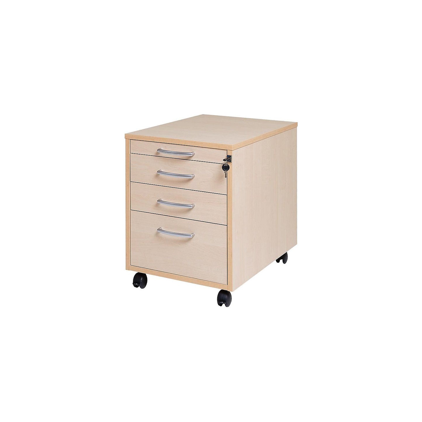 Miami mobile pedestal, 4 drawers, HxWxD 550 x 420 x 600 mm, birch.