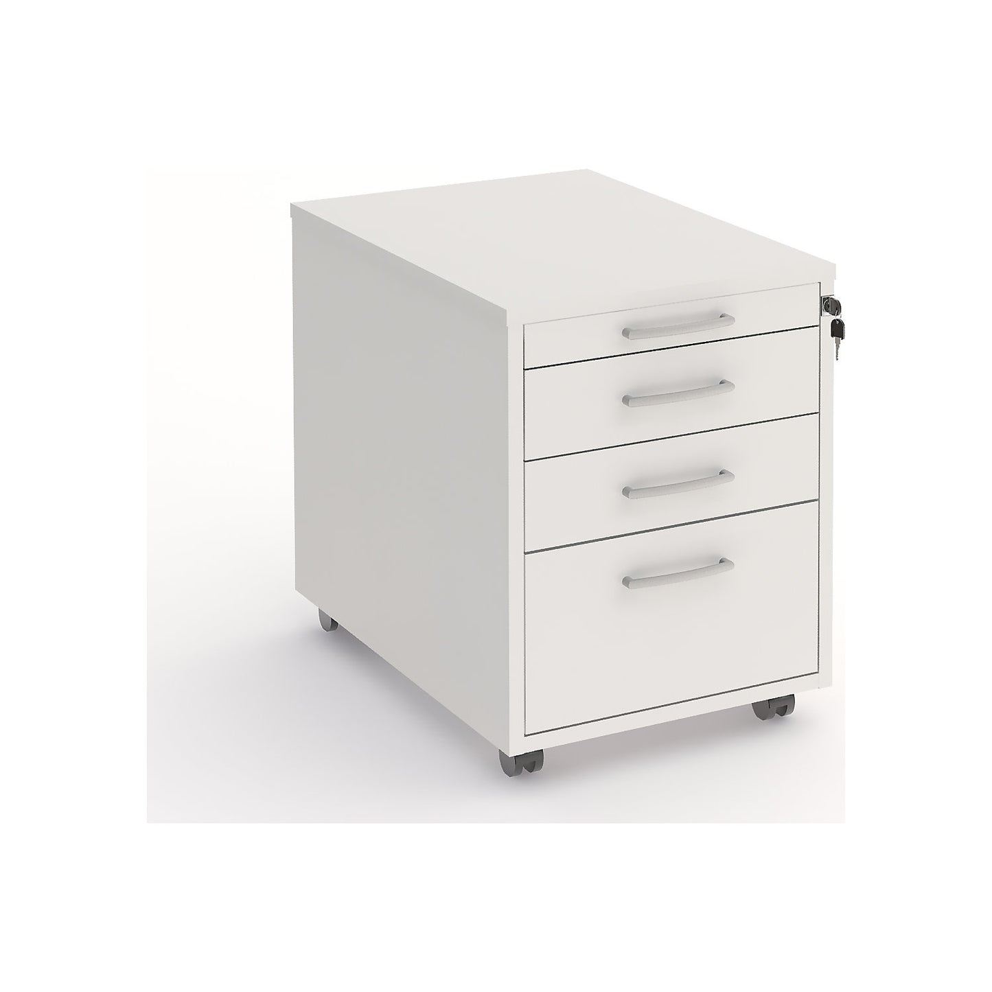 Miami mobile pedestal, 4 drawers, HxWxD 550 x 420 x 600 mm, brushed white.