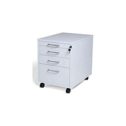 Miami mobile pedestal, 4 drawers, HxWxD 550 x 420 x 600 mm, brushed white.