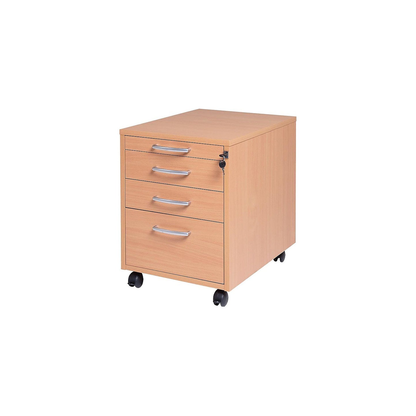 Miami mobile pedestal, 4 drawers, HxWxD 550 x 420 x 600 mm, beech.
