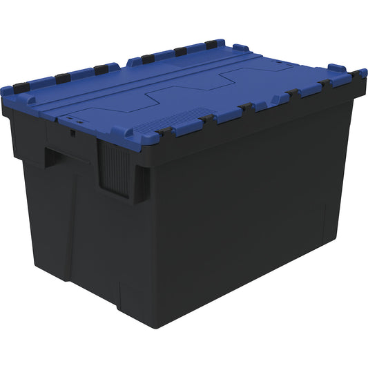 Reusable stacking container, LxWxH 600 x 400 x 367 mm, black/blue.