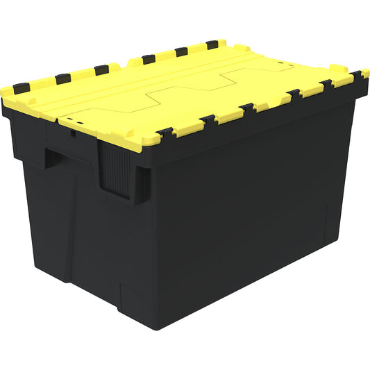 Reusable stacking container, LxWxH 600 x 400 x 367 mm, black/yellow.