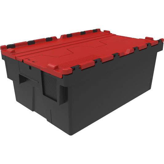 Reusable stacking container, LxWxH 600 x 400 x 250 mm, black/red.