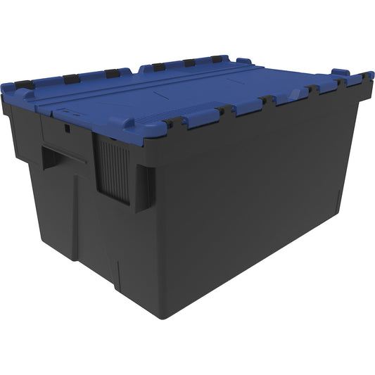 Reusable stacking container, LxWxH 600 x 400 x 310 mm, black/blue.