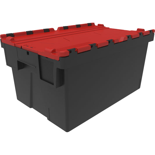 Reusable stacking container, LxWxH 600 x 400 x 310 mm, black/red.