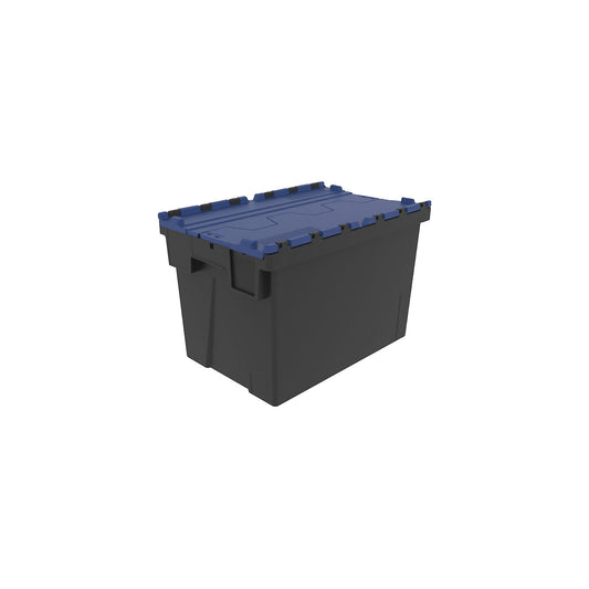 Reusable stacking container, LxWxH 600 x 400 x 400 mm, black/blue.