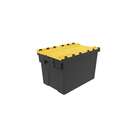 Reusable stacking container, LxWxH 600 x 400 x 400 mm, black/yellow.