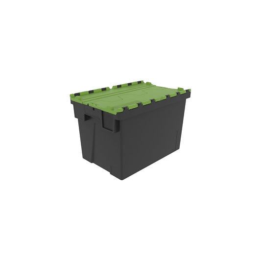 Reusable stacking container, LxWxH 600 x 400 x 400 mm, black/green.