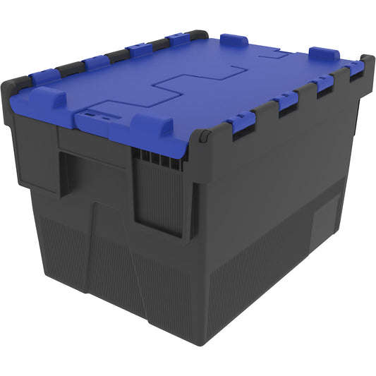 Reusable stacking container, LxWxH 400 x 300 x 264 mm, black/blue.