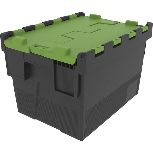 Reusable stacking container, LxWxH 400 x 300 x 264 mm, black/green.