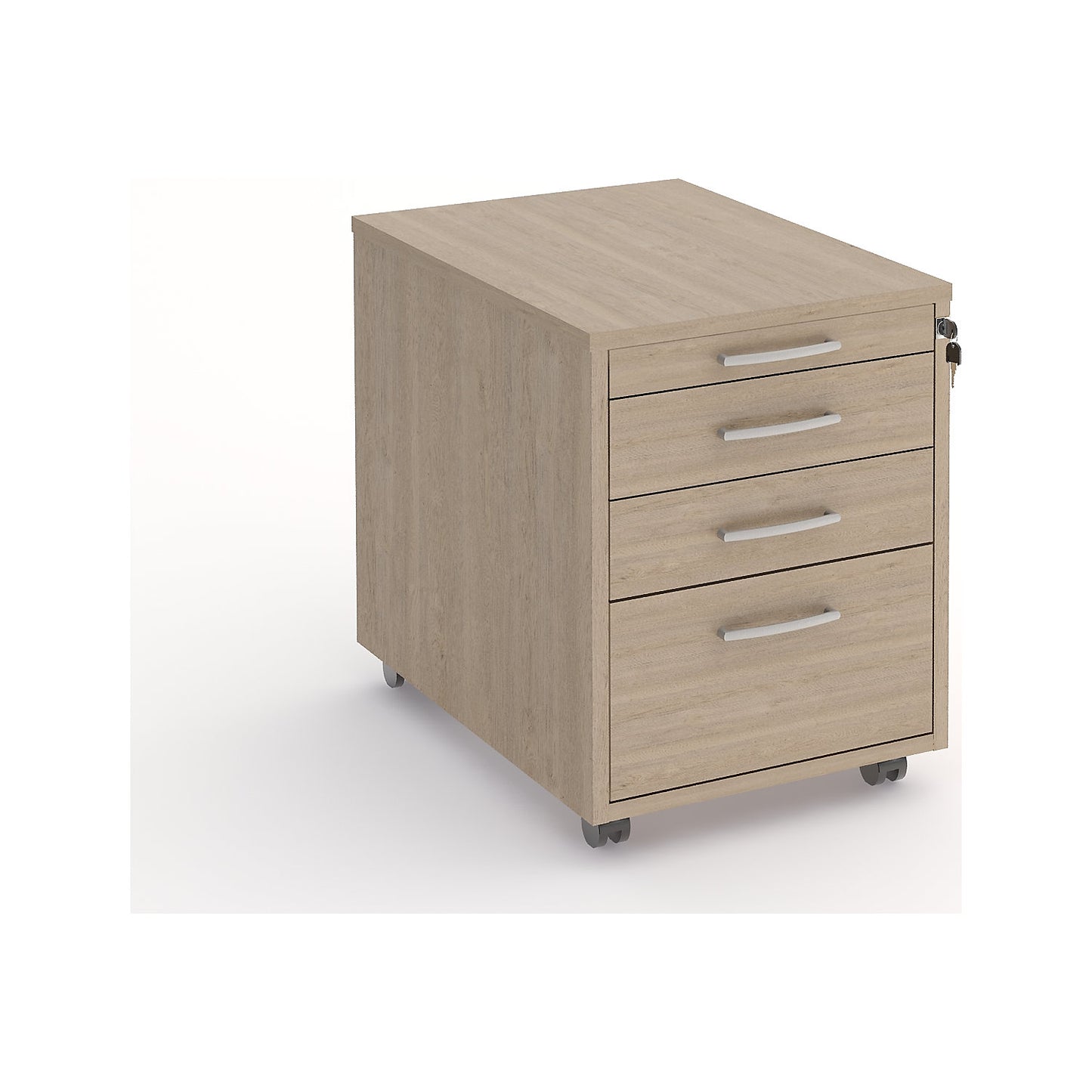 Miami mobile pedestal, 4 drawers, HxWxD 550 x 420 x 600 mm, oak.