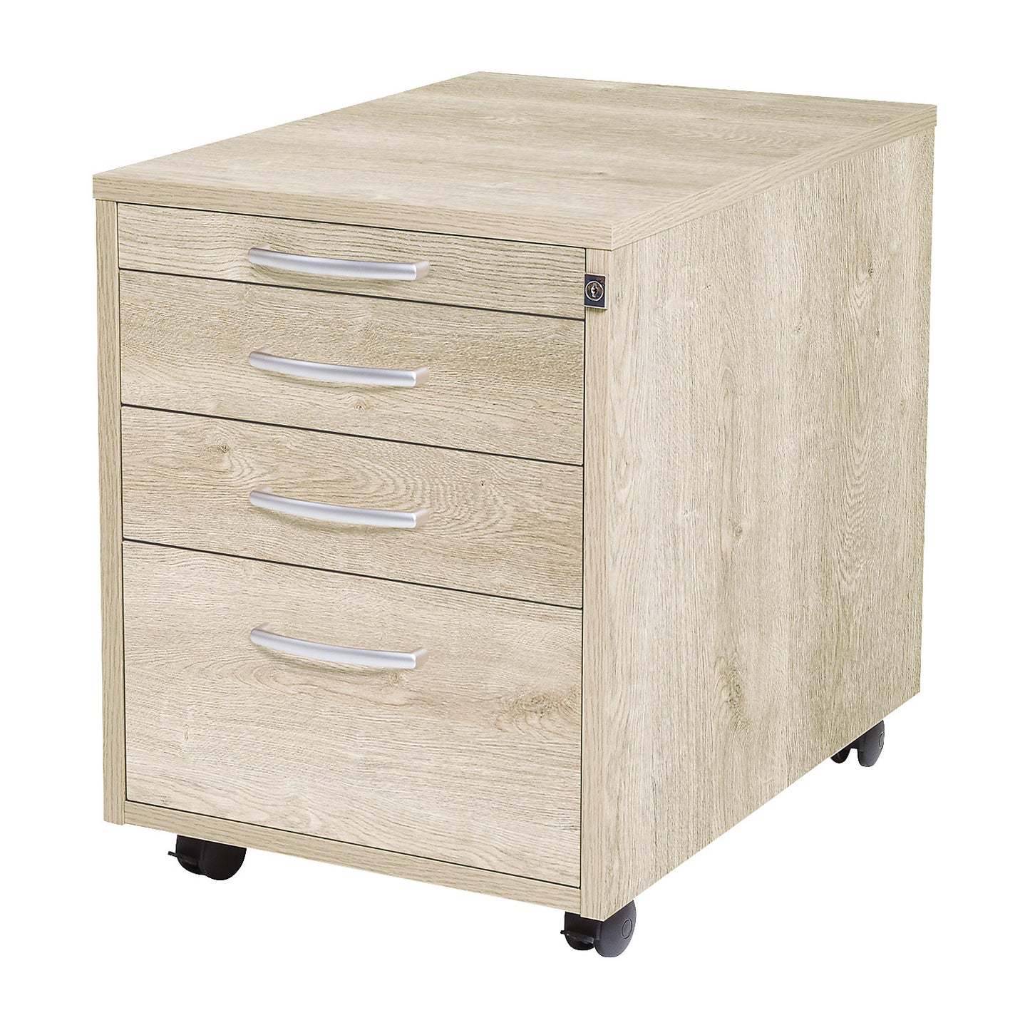 Miami mobile pedestal, 4 drawers, HxWxD 550 x 420 x 600 mm, oak.