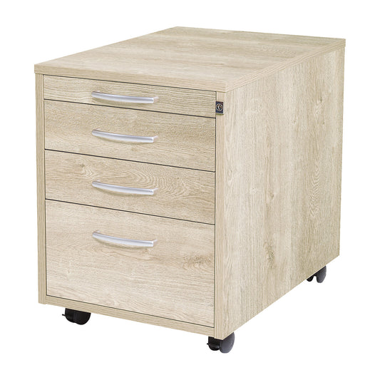 Miami mobile pedestal, 4 drawers, HxWxD 550 x 420 x 600 mm, oak.