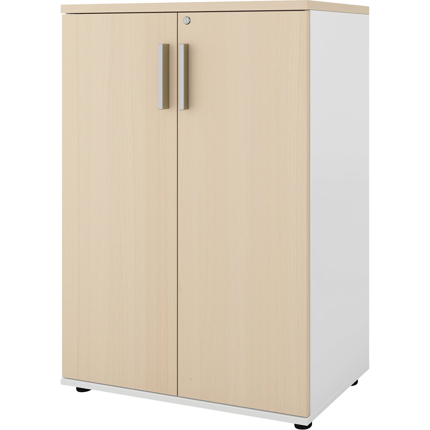Portland cupboard, WxD 800 x 420 mm, H 1138 mm, door height 1060 mm, brushed white / birch.