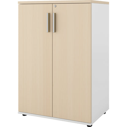 Portland cupboard, WxD 800 x 420 mm, H 1138 mm, door height 1060 mm, brushed white / birch.