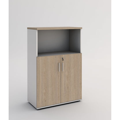 Portland cupboard, WxD 800 x 420 mm, H 1138 mm, door height 700 mm, brushed white / oak.