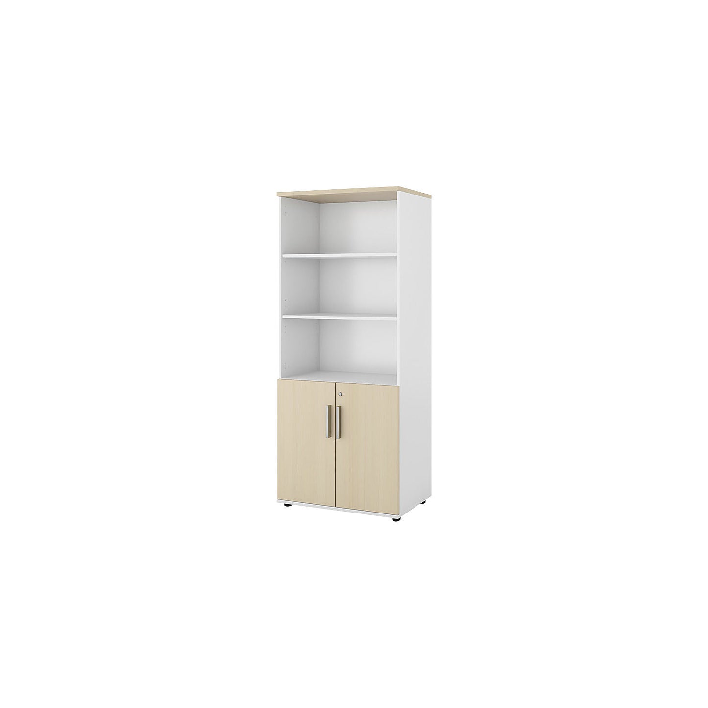 Portland cupboard, WxD 800 x 420 mm, H 1845 mm, door height 700 mm, brushed white / birch.