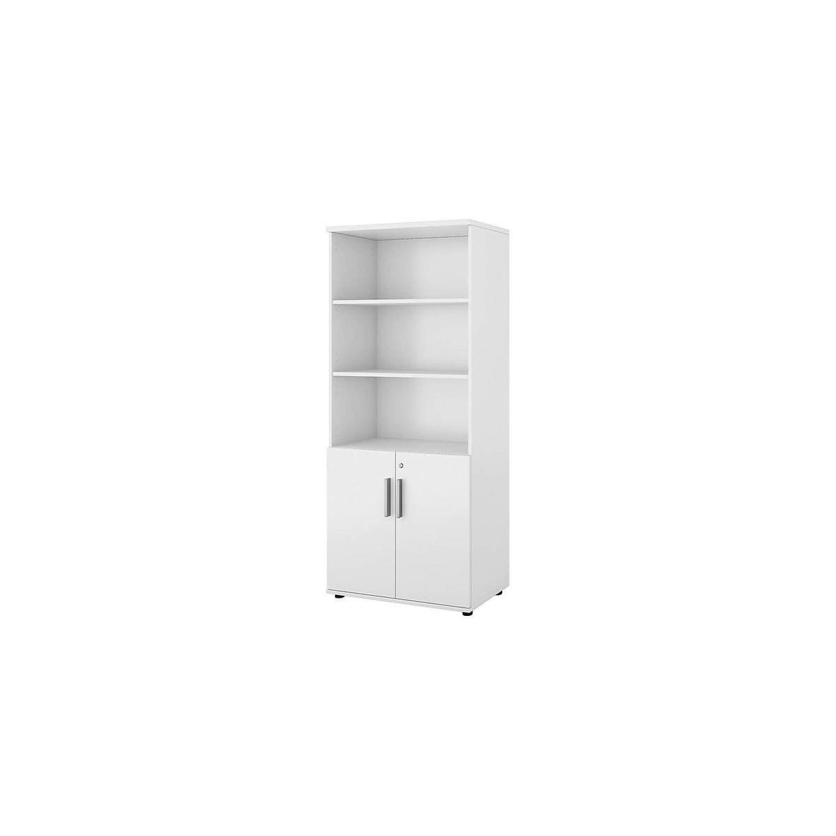 Portland cupboard, WxD 800 x 420 mm, H 1845 mm, door height 700 mm, brushed white.