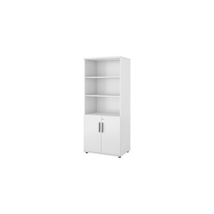 Portland cupboard, WxD 800 x 420 mm, H 1845 mm, door height 700 mm, brushed white.