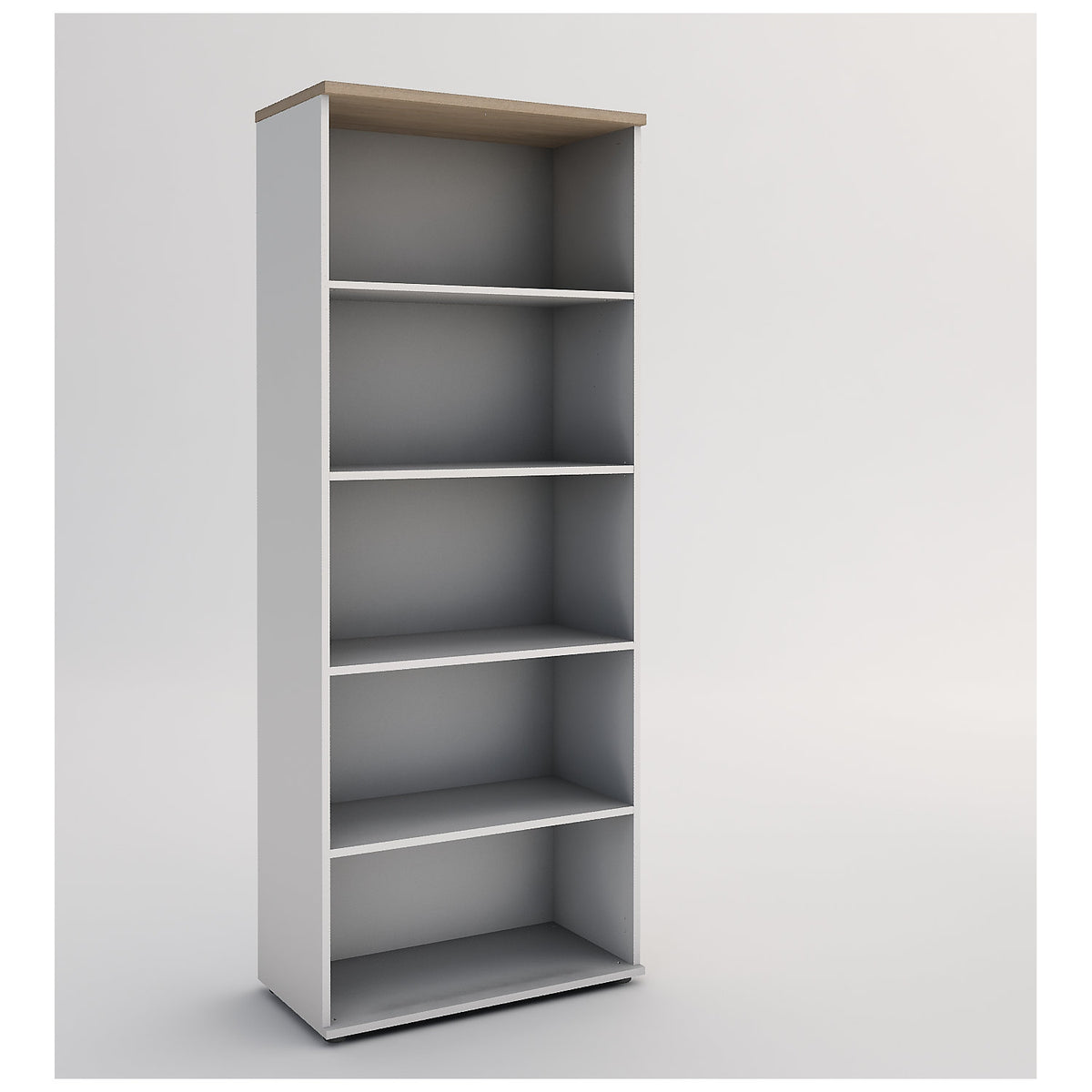 Portland office shelf unit, HxWxD 1845 x 800 x 420 mm, brushed white / oak.