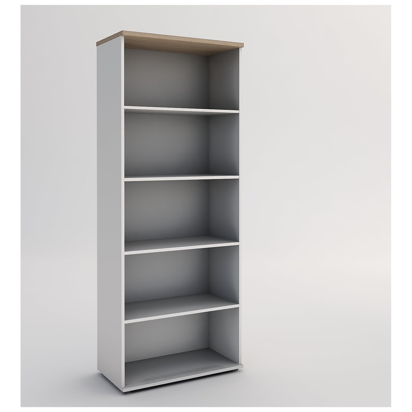 Portland office shelf unit, HxWxD 1845 x 800 x 420 mm, brushed white / oak.