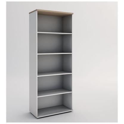 Portland office shelf unit, HxWxD 1845 x 800 x 420 mm, brushed white / oak.