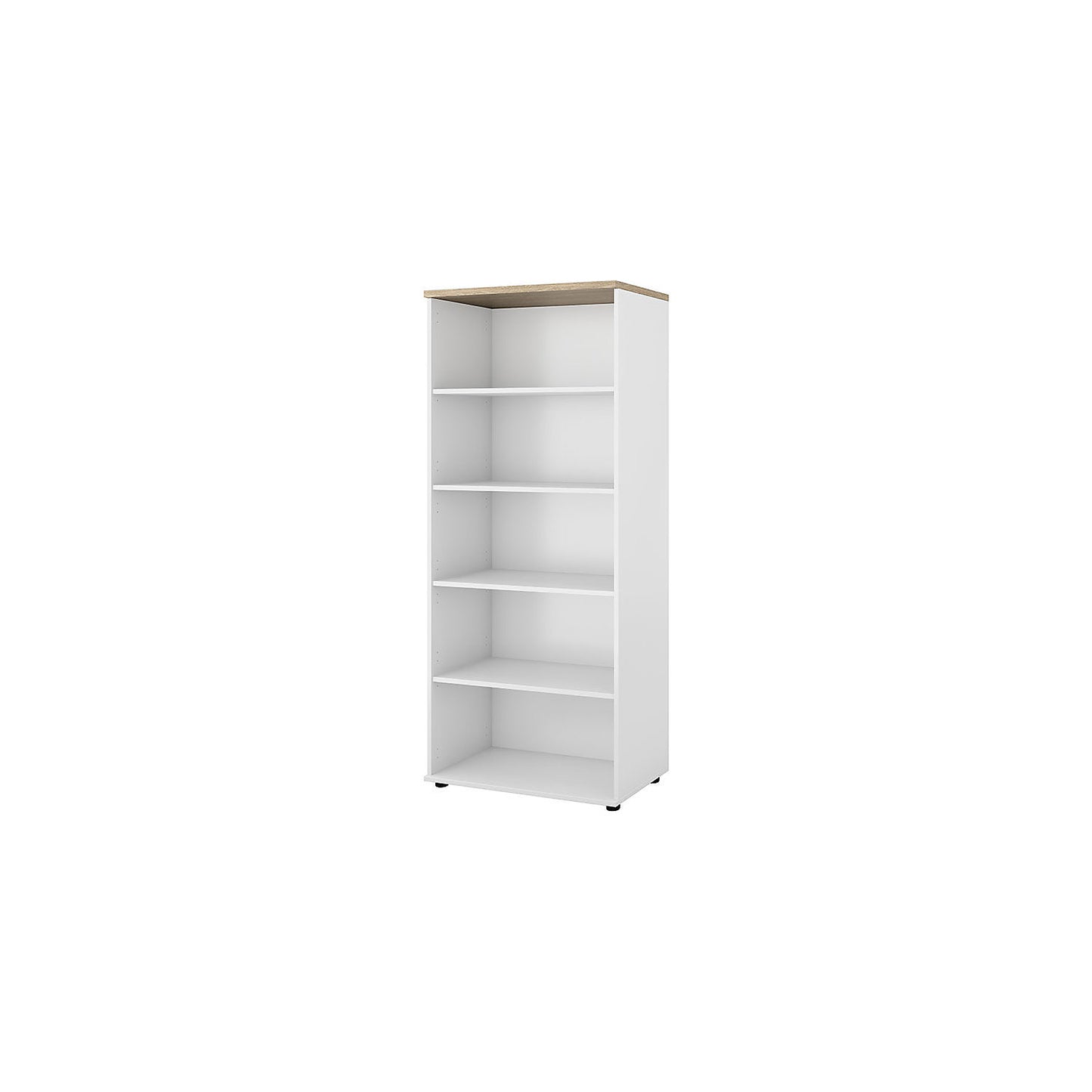 Portland office shelf unit, HxWxD 1845 x 800 x 420 mm, brushed white / oak.