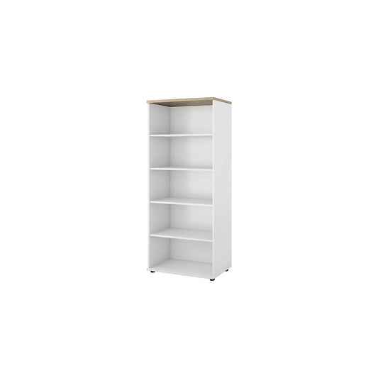 Portland office shelf unit, HxWxD 1845 x 800 x 420 mm, brushed white / oak.