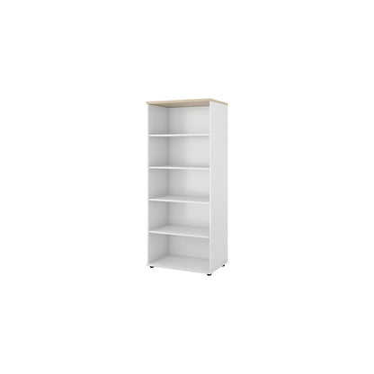 Portland office shelf unit, HxWxD 1845 x 800 x 420 mm, brushed white / birch.