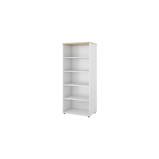 Portland office shelf unit, HxWxD 1845 x 800 x 420 mm, brushed white / birch.