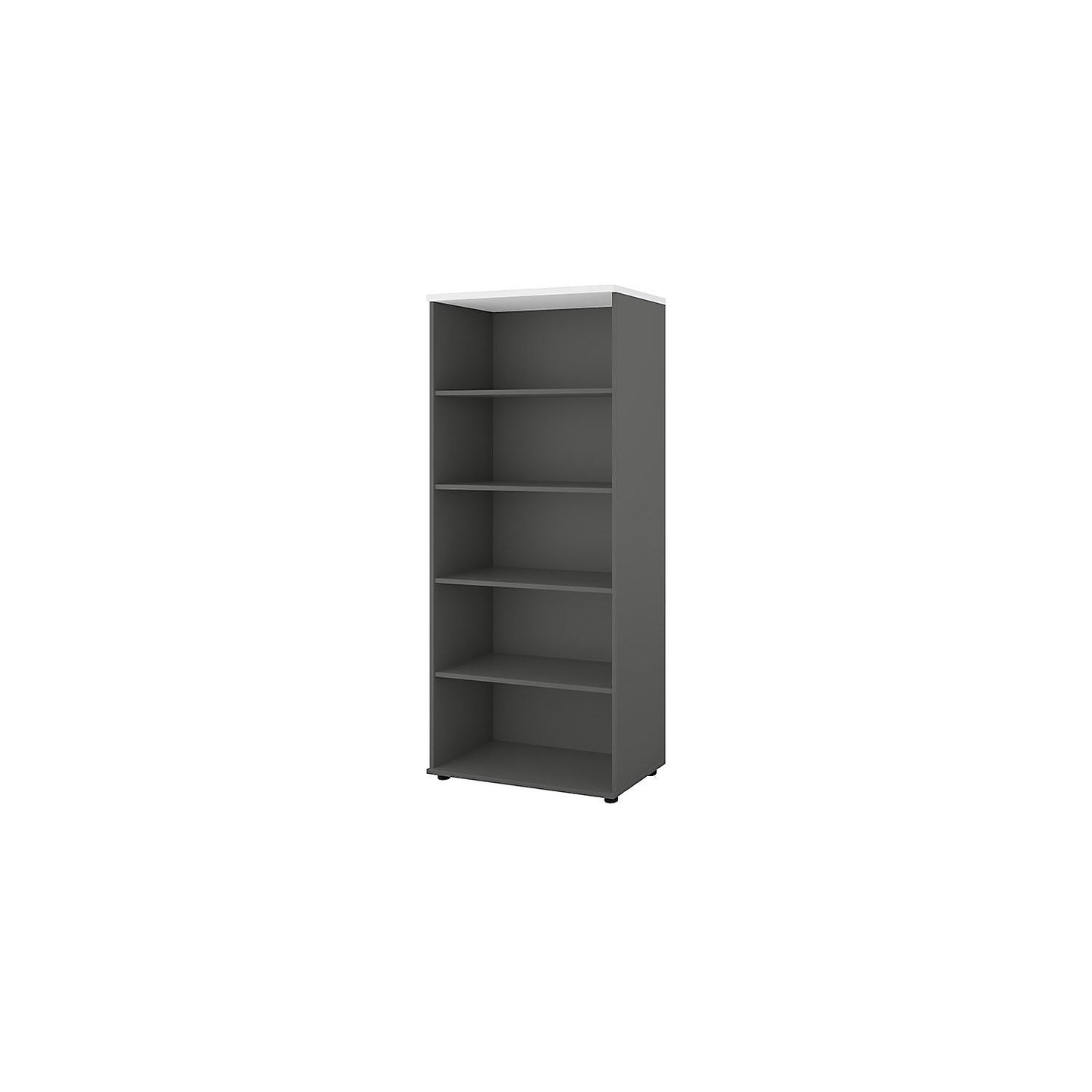Portland office shelf unit, HxWxD 1845 x 800 x 420 mm, dark grey / brushed white.