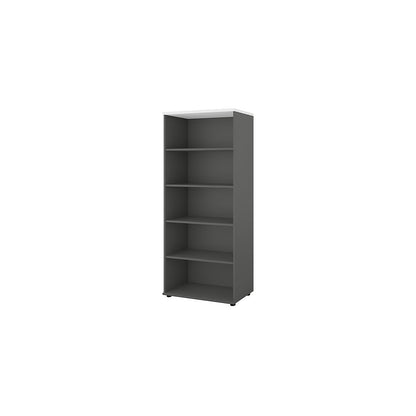 Portland office shelf unit, HxWxD 1845 x 800 x 420 mm, dark grey / brushed white.