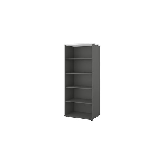 Portland office shelf unit, HxWxD 1845 x 800 x 420 mm, dark grey / brushed white.