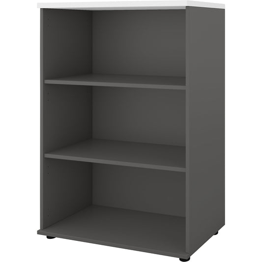 Portland office shelf unit, HxWxD 1138 x 800 x 420 mm, dark grey / brushed white.