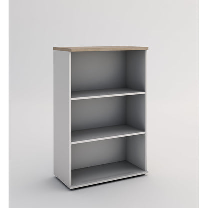 Portland office shelf unit, HxWxD 1138 x 800 x 420 mm, brushed white / oak.