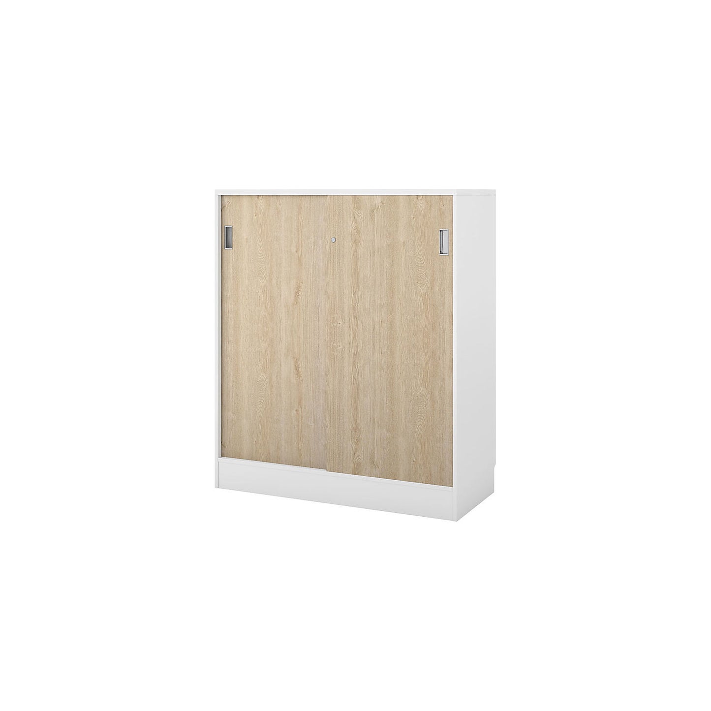 Chicago cupboard with sliding doors, HxWxD 1353 x 1215 x 400 mm, brushed white / oak.