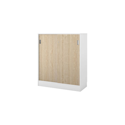 Chicago cupboard with sliding doors, HxWxD 1353 x 1215 x 400 mm, brushed white / oak.