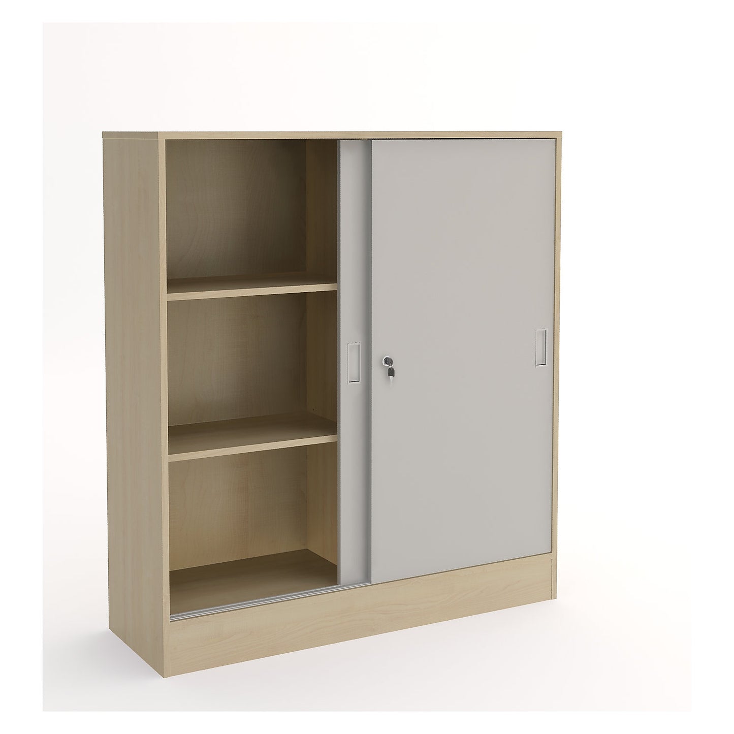 Chicago cupboard with sliding doors, HxWxD 1353 x 1215 x 400 mm, birch / light grey.