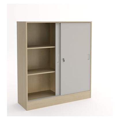 Chicago cupboard with sliding doors, HxWxD 1353 x 1215 x 400 mm, birch / light grey.
