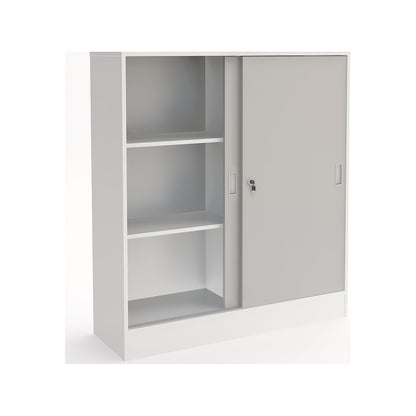 Chicago cupboard with sliding doors, HxWxD 1353 x 1215 x 400 mm, white / light grey.