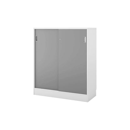 Chicago cupboard with sliding doors, HxWxD 1353 x 1215 x 400 mm, white / light grey.