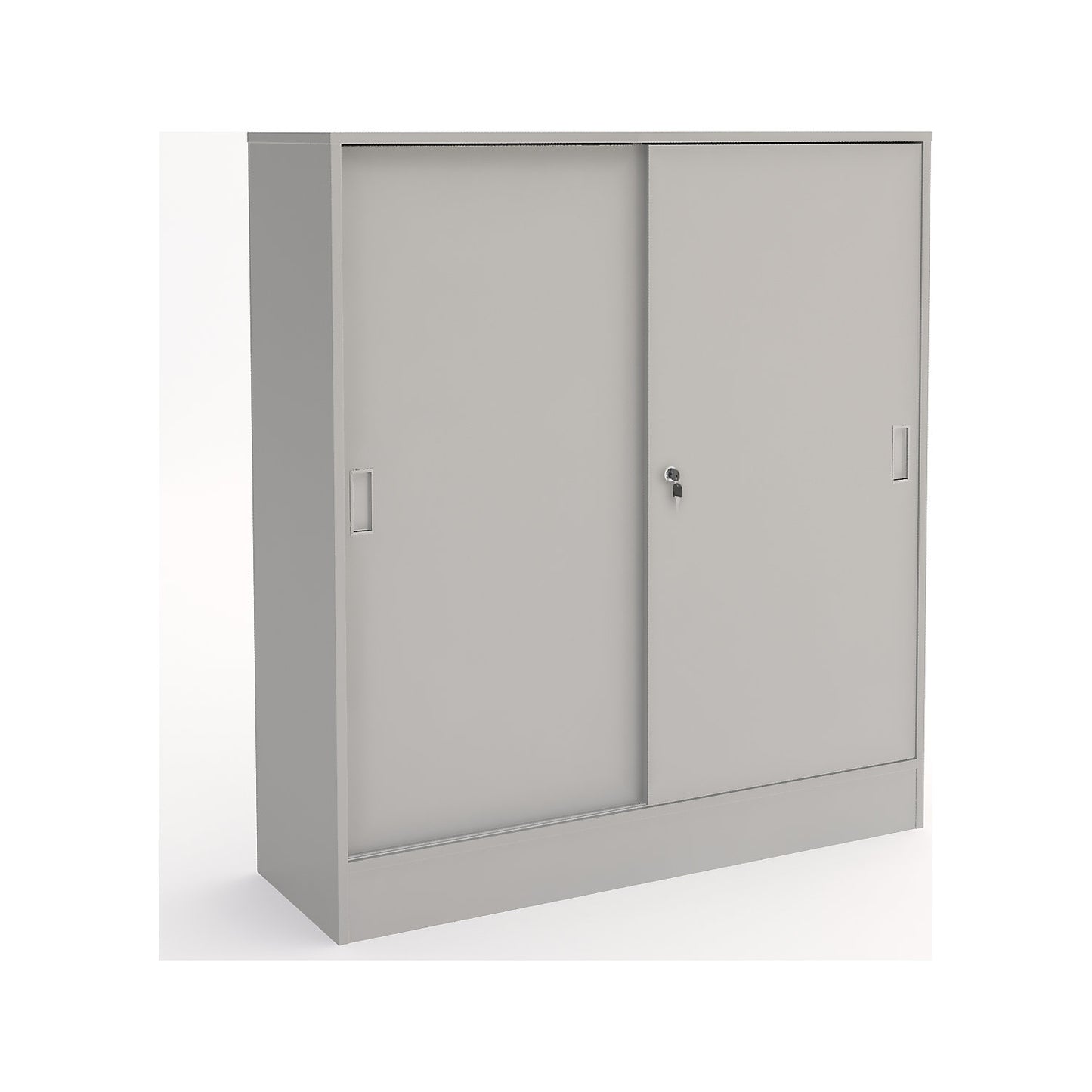 Chicago cupboard with sliding doors, HxWxD 1353 x 1215 x 400 mm, light grey.