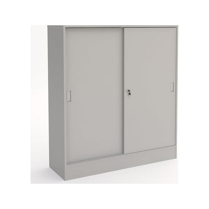 Chicago cupboard with sliding doors, HxWxD 1353 x 1215 x 400 mm, light grey.