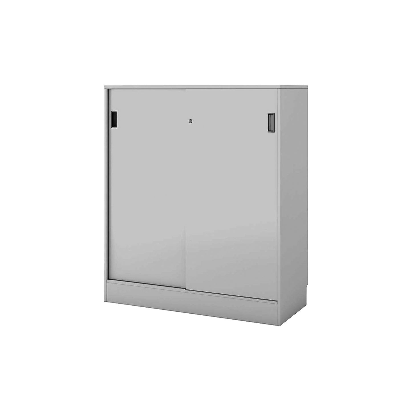 Chicago cupboard with sliding doors, HxWxD 1353 x 1215 x 400 mm, light grey.