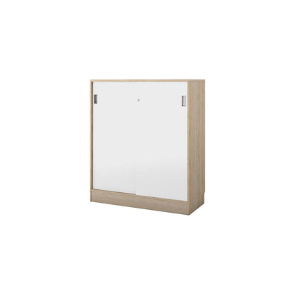 Chicago cupboard with sliding doors, HxWxD 1353 x 1215 x 400 mm, oak / brushed white.