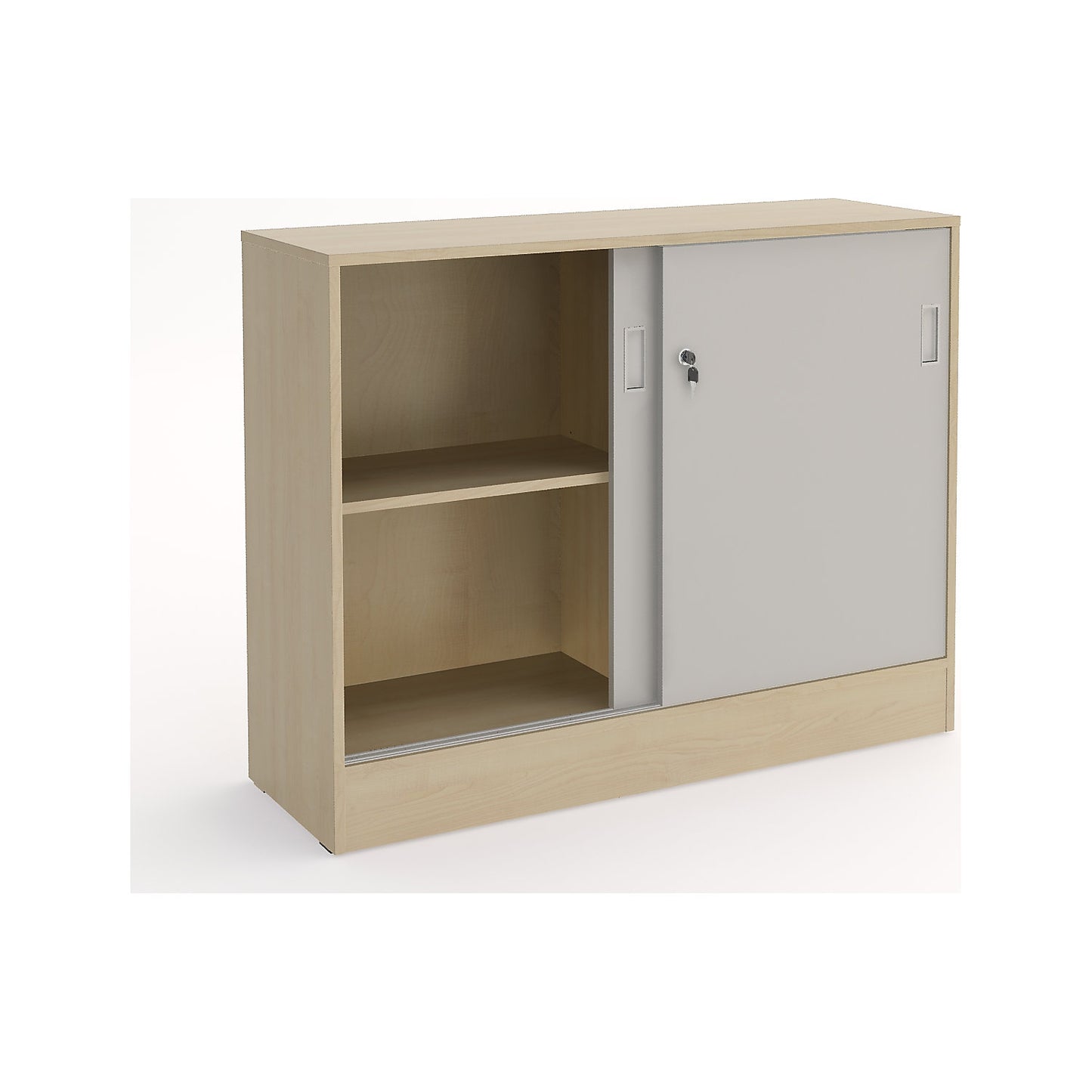 Chicago cupboard with sliding doors, HxWxD 948 x 1215 x 400 mm, birch / light grey.