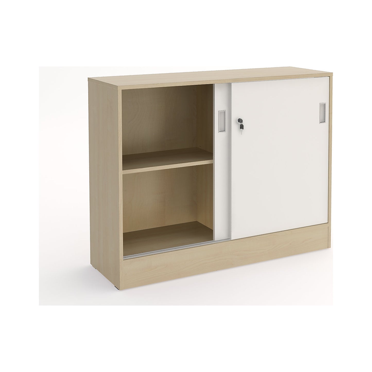 Chicago cupboard with sliding doors, HxWxD 948 x 1215 x 400 mm, birch / brushed white.
