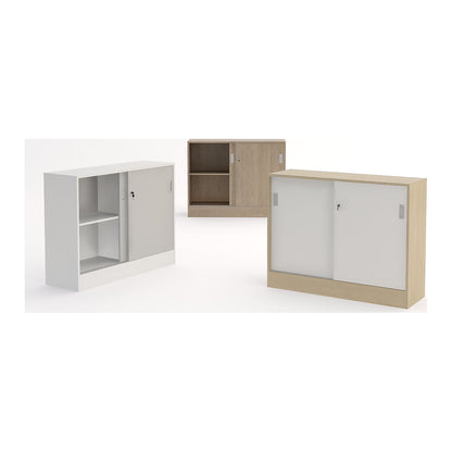 Chicago cupboard with sliding doors, HxWxD 948 x 1215 x 400 mm, brushed white / birch.