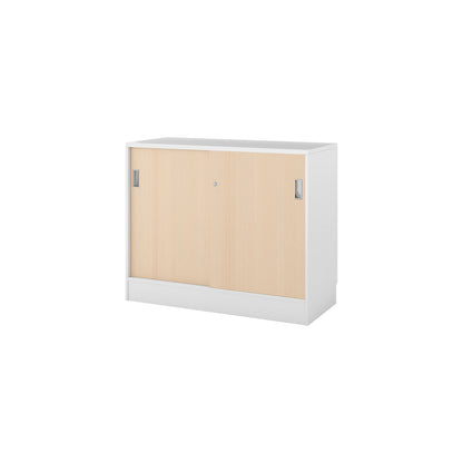 Chicago cupboard with sliding doors, HxWxD 948 x 1215 x 400 mm, brushed white / birch.